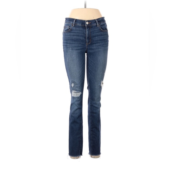 LOFT Denim - Ann Taylor Loft Dark Wash Distressed Jeans 6